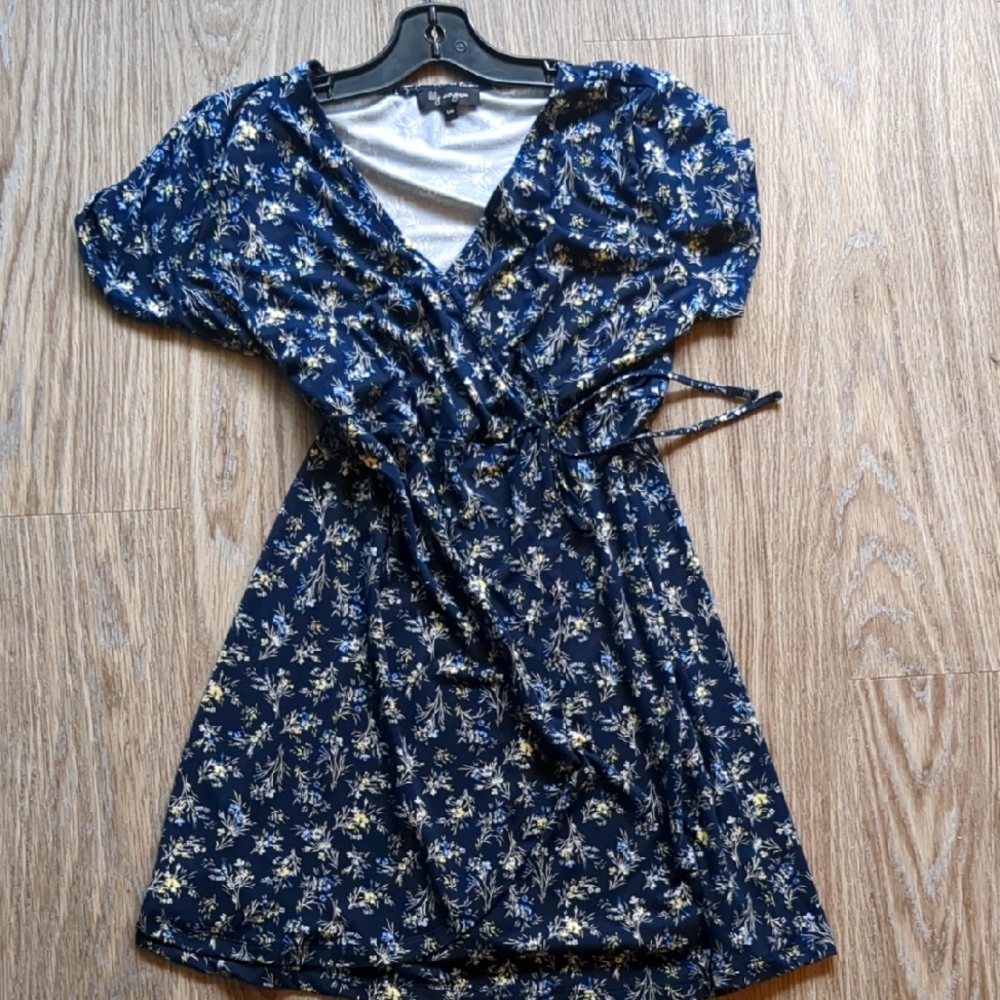Large Blue Floral Dress Soft Women's Adult